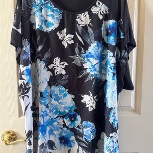 Floral Black and Blue Women's Top
